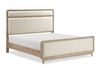 Sasha Panel Bed with Fabric Headboard & Footboard, Natural Oak Brown - King Size