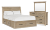 Sonoma 5pc Bedroom Set with Storage Bed, Dresser & Mirror, Light Brown - King Size