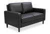 Sydney 54” Sofa Leather-Look Fabric Loveseat with Removable Back Cushions - Black