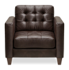 Theo 37\" Top-Grain Genuine Leather Chair with Removable Back Cushion and Wood Feet – Brown