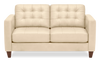 Theo 62\" Top-Grain Genuine Leather Loveseat with Removable Back Cushion and Wood Feet - Stone