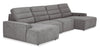 Shaquille O’Neal Home Prestige 4-Piece Sectional with Power Sliding and Storage Chaise – Grey