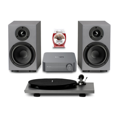 Pro-Ject & WiiM E1 Phono SE Turntable, Speakers, Amp & Ultralink Wire Bundle - PJ97286718 | Ensemble tourne-disque Pro-Ject E1 Phono SE, haut-parleurs, amplificateur WiiM et câble Ultralink - PJ97286718