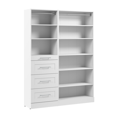 Bestar Florence 61" Modular Reach-In/Walk-In Closet System with Shelves and Drawers Shaker Style - White|Système de garde-robe et pièce-penderie modulaire Florence de Bestar de 61 po avec tablettes et tiroirs de style Shaker - blanc