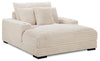Alto 58\" Ultra Plush Faux Fur Fabric Chaise Lounge with Dual Cupholders and USB Port - Taupe