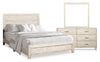 Arbor 5pc Bedroom Set with Panel Bed, Dresser & Mirror, Driftwood White - King Size