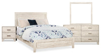 Arbor 6pc Bedroom Set with Panel Bed, Dresser, Mirror & Nightstand, Driftwood White - Queen Size