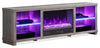 Aurora 72\" Modern Electric Fireplace TV Stand with Storage & Cable Management for TVs up to 80\"- Ash Grey