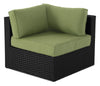 Barbados Corner Outdoor Patio Chair - Hand-Woven Resin Wicker, UV & Weather Resistant - Black/Green