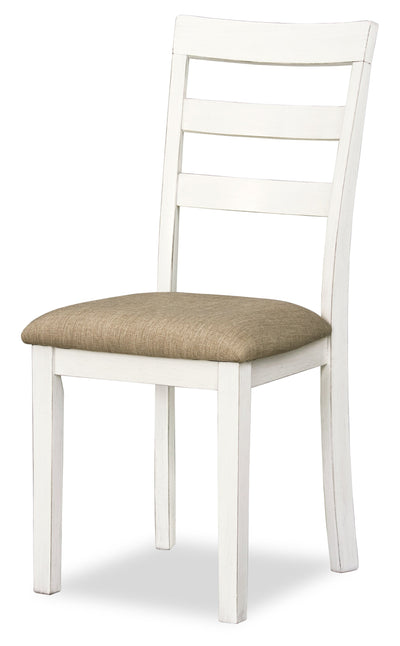 Bryn Dining Chair with Fabric Seat, Ladder-Back – White | Chaise de salle à manger Bryn avec siège en tissu et dossier en échelle - blanche