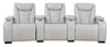 Cinema 112.6\" Leather-Look Fabric Power Reclining Home Theatre Seating with Three Seats - Cosmic Fog Grey