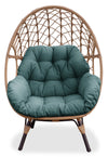 Kort & Co. Coco Outdoor Patio Egg Chair - Hand-Woven Resin Wicker, UV & Weather Resistant - Natural/Green