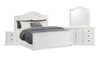 Ella 6pc Bedroom Set with Panel Bed, Dresser, Mirror & Nightstand, White - King Size