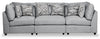 Scott Living Evolve Modular 118.5\" Linen-Look Fabric Sofa with Removable Feather Down Cushions - Grey
