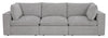 Fusion Modular 116.92\" Silver Grey Chenille Fabric Sofa with Removable Feather Down Back Cushions
