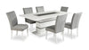 Garbo 7pc Dining Set with Table & 6 Chairs, Glass Insert, Pedestal Base, Glam, 78.75\"W - White