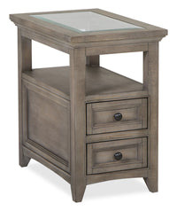 Hanson 15” Traditional Pine Chairside Table with Storage - Dovetail Grey