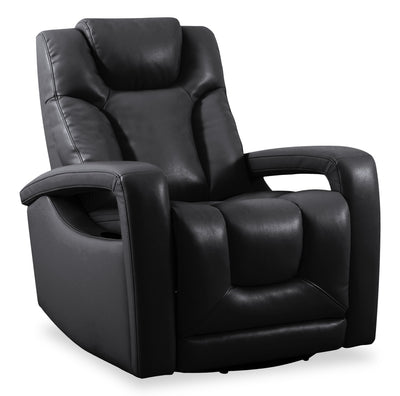 Kenzo 35" Leather-Look Fabric Swivel Glider Reclining Chair - Black | Fauteuil pivotant, coulissant et inclinable Kenzo de 35 po en tissu d’apparence cuir - noir
