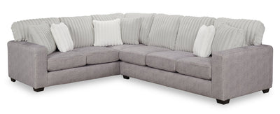 Made in Canada Koda 2-Piece Left-Facing Chenille Fabric Sectional with Reversible Cushions - Plush Paloma Grey | Sofa sectionnel de gauche Koda 2 pièces fabriqué au Canada en tissu de chenille avec coussins réversibles - gris Paloma luxueux