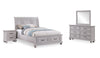 Kylie 6pc Bedroom Set with Storage Bed, Dresser, Mirror & Nightstand, Sand - Queen Size
