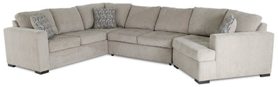 Made in Canada Legend 3-Piece Right-Facing Chenille Fabric Cuddler Sleeper Sectional - Platinum Beige | Sofa-lit sectionnel de droite Legend 3 pièces fabriqué au Canada en tissu de chenille avec fauteuil enveloppant - beige platine