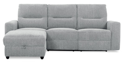 Meadow 2-Piece Left-Facing Chenille Fabric Power Reclining Sectional with Storage Chaise - River Grey | Sofa sectionnel de gauche à inclinaison électrique Meadow 2 pièces en tissu de chenille avec fauteuil long de rangement - gris rivière