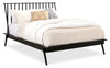 Milan Platform Bed with Headboard & Frame, Mid-Century Modern, Black - Queen Size