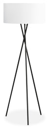 62\" Black Metal Tripod Floor Lamp