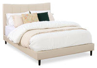 Paseo Platform Bed in Taupe Vegan-Leather Fabric - Queen Size