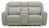 Reign 78\" Top-Grain Genuine Leather Power Reclining Loveseat with Console - Deltona Moonshine Taupe