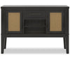 Shaw Dining Server with Storage & Built-In Wine Rack, Cane-Look Details, 56\"W - Black