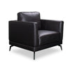 Melrose 36.5\" Top-Grain Genuine Leather Chair with Metal Legs - Black