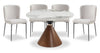 Alwin 5pc Dining Set with Table & 4 Chairs, Sintered Stone Top, Metal, 47.25\"W Round - Brown/Grey