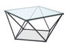 Prism 31.5\" Modern Glass Top Coffee Table – Glass with Metal Base