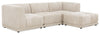 Kort & Co. Oaklyn Modular 4-Piece Fabric Sectional with Ottoman and Tufted Seat Cushions - Beige