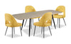Joss 5pc Dining Set with Table & 4 Bay Chairs, 63-86.5\"W Butterfly Extension, Metal – Mustard