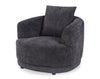 Moon 35.8\" Fabric Curved Chair with Accent Pillow - Wooly Raven Black