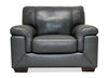 Classico 47\" Genuine Leather Chair with Wood Legs – Carbon Grey