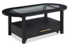 Dalton 47.5\" Coffee Table with Glass Top and Drawer - Black