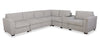 Vault 6-Piece Sectional with Sofa Bed Loveseat and Three Storage Chairs - Grey