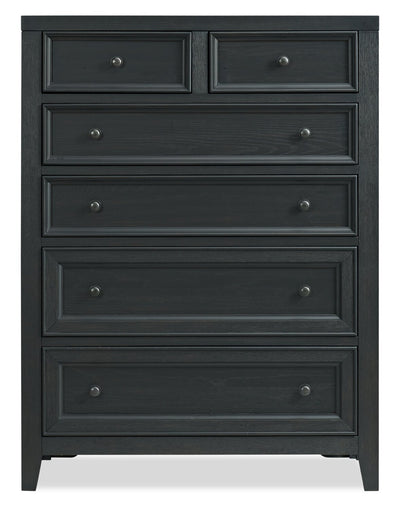 Casa Bedroom Chest of Drawers, 6-Drawer, 39"W x 52"H, Wood - Black | Commode verticale Casa de 39 po (l) x 52 po (H) à 6 tiroirs en bois pour la chambre à coucher - noire