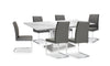 Naya 7pc Dining Package with 63-78.75\"W Extension Table & 6 Chairs - Faux White Marble & Grey