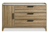 Sable Bedroom 3-Drawer Dresser with Storage Cabinet, 59\"W x 37\"H - Light Brown