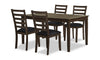 Devon 5pc Dining Set with Table & 4 Chairs - 60\"W, Wood - Dark Brown