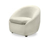 Lola 28.7\" Chenille Boucle Fabric Curved Accent Chair with Removable Seat Cushion - White