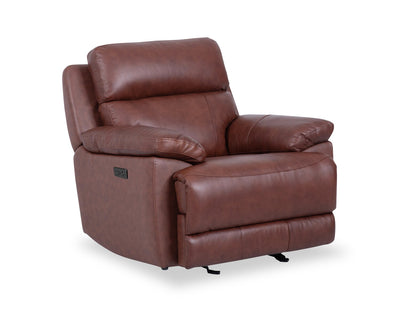 Sorrento 42" Genuine Leather Power Reclining Chair with USB Port - Madrid Brick Brown | Fauteuil à inclinaison électrique Sorrento de 42 po en cuir véritable avec port USB - brun brique de Madrid