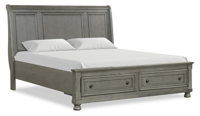 Chelsea Platform Storage Bed with Headboard & Frame, Grey - King Size | Lit plateforme de rangement Chelsea gris avec tête de lit et cadre de lit - format très grand lit