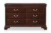 Marco Bedroom 6-Drawer Dresser, 58\"W x 35\"H - Cherry Brown