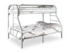 Logan Bunk Bed with Ladders & Guard Rail for Kids, Grey Metal - Twin/Full