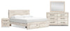 Derekson 6pc Bedroom Set with Storage Bed, Dresser, Mirror & Nightstand, Rustic White - King Size